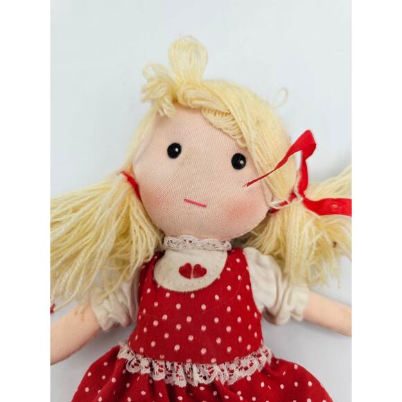 Vintage 1980s Rag Doll Yarn Hair Red Polka Dot Dress Jerry Elsner - Picture 2 of 4